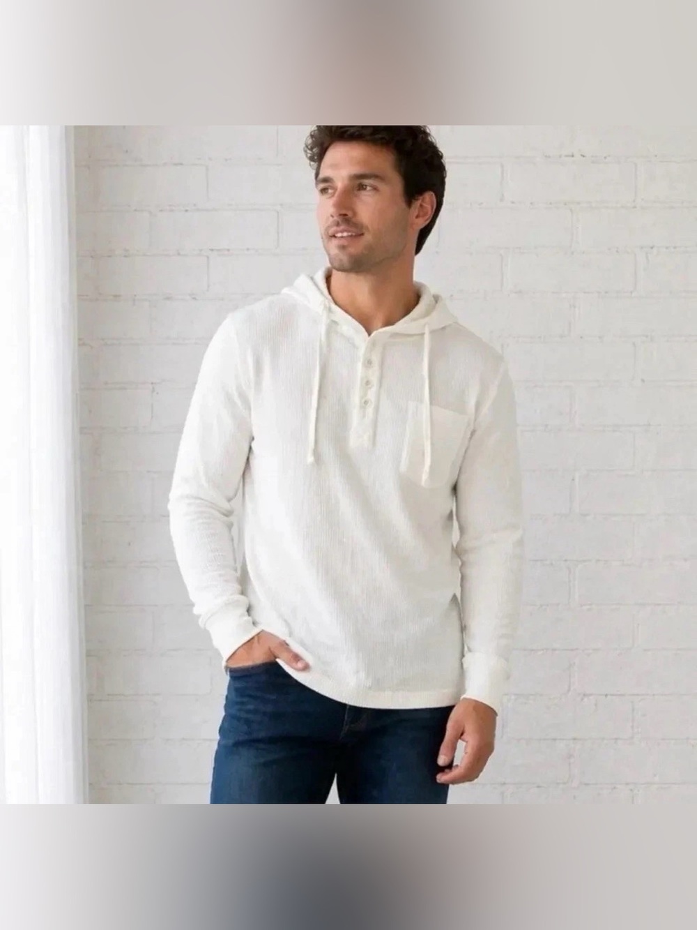 🆕Kenneth Cole Waffle Knit Hoodie in Off White